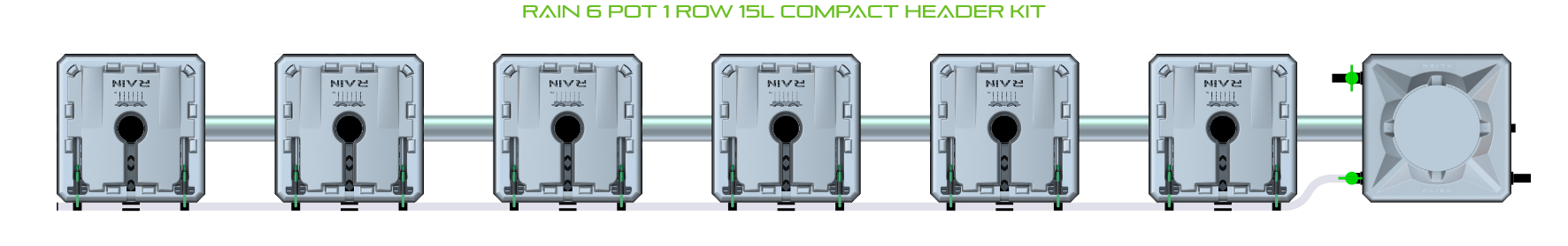 Alien Hydroponics RAIN 6 Pot 1 Row Kit