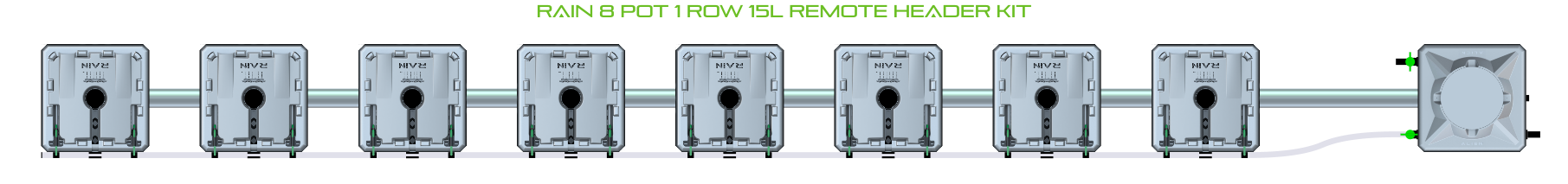 Alien Hydroponics RAIN 8 Pot 1 Row Kit