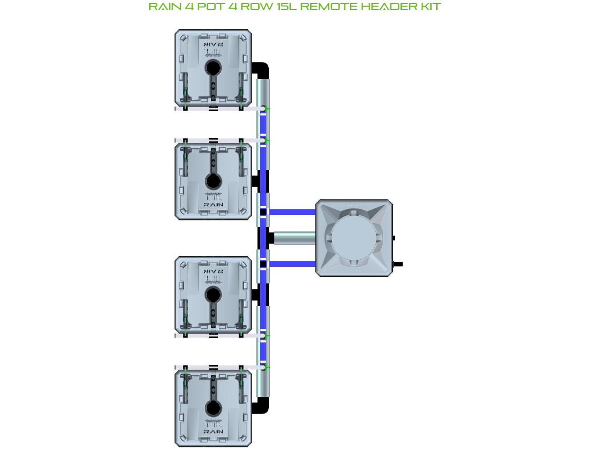 Alien Hydroponics RAIN 4 Pot 4 Row Kit