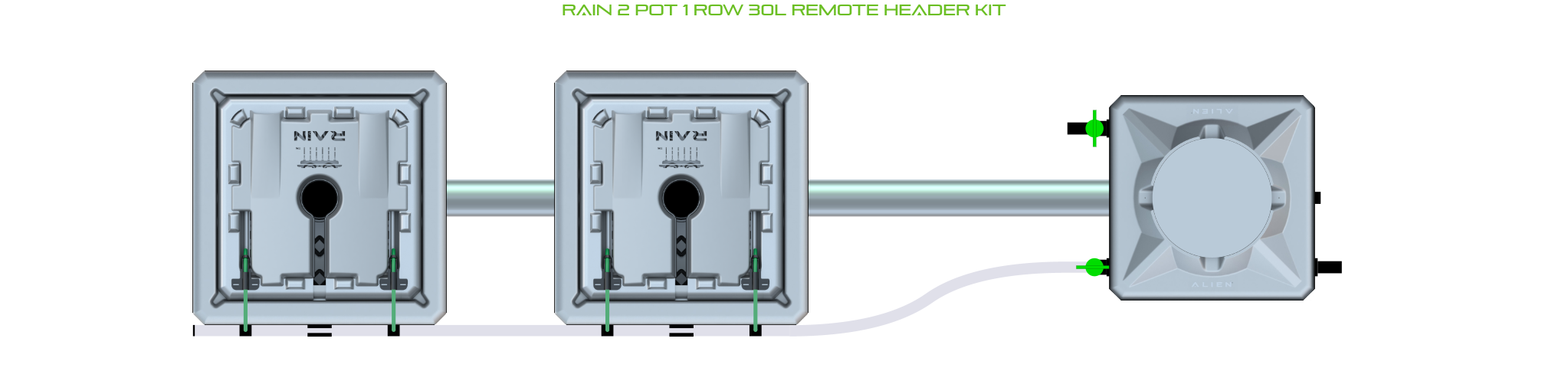 Alien Hydroponics RAIN 2 Pot 1 Row Kit