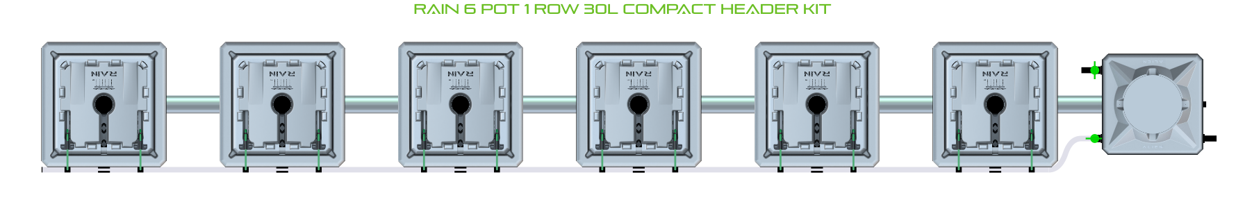 Alien Hydroponics RAIN 6 Pot 1 Row Kit