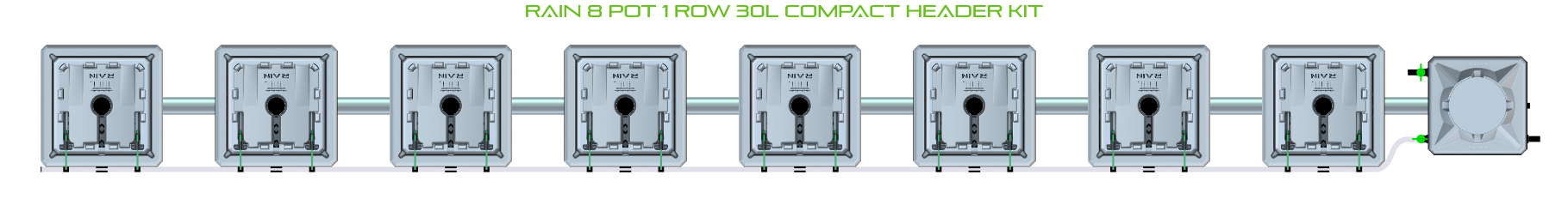 Alien Hydroponics RAIN 8 Pot 1 Row Kit