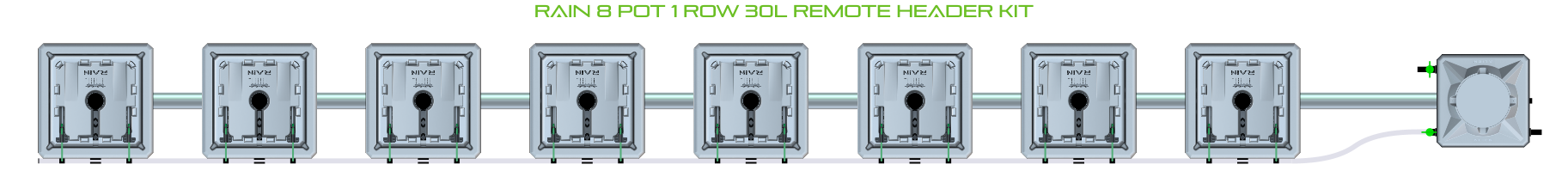 Alien Hydroponics RAIN 8 Pot 1 Row Kit