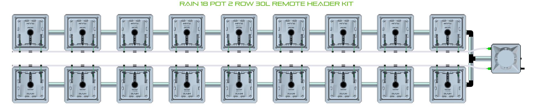 Alien Hydroponics RAIN 18 Pot 2 Row Kit