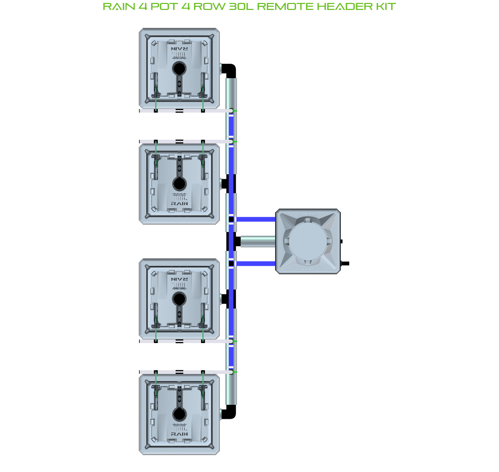 Alien Hydroponics RAIN 4 Pot 4 Row Kit