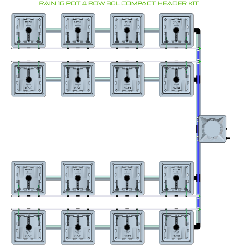 Alien Hydroponics RAIN 16 Pot 4 Row Kit