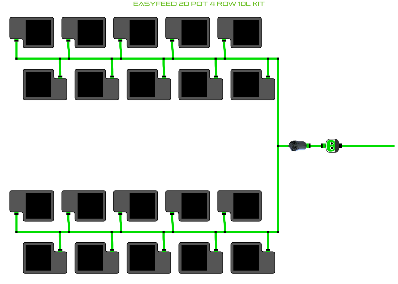 Alien Hydroponics EasyFeed 20 Pot 4 Row Kit