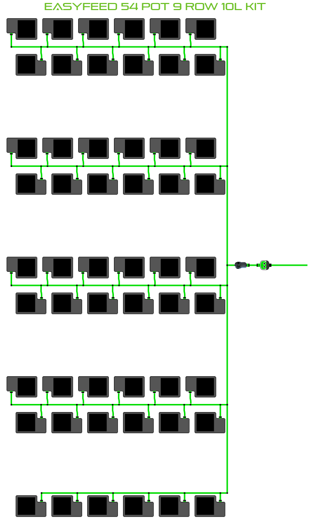 Alien Hydroponics EasyFeed 54 Pot 9 Row Kit
