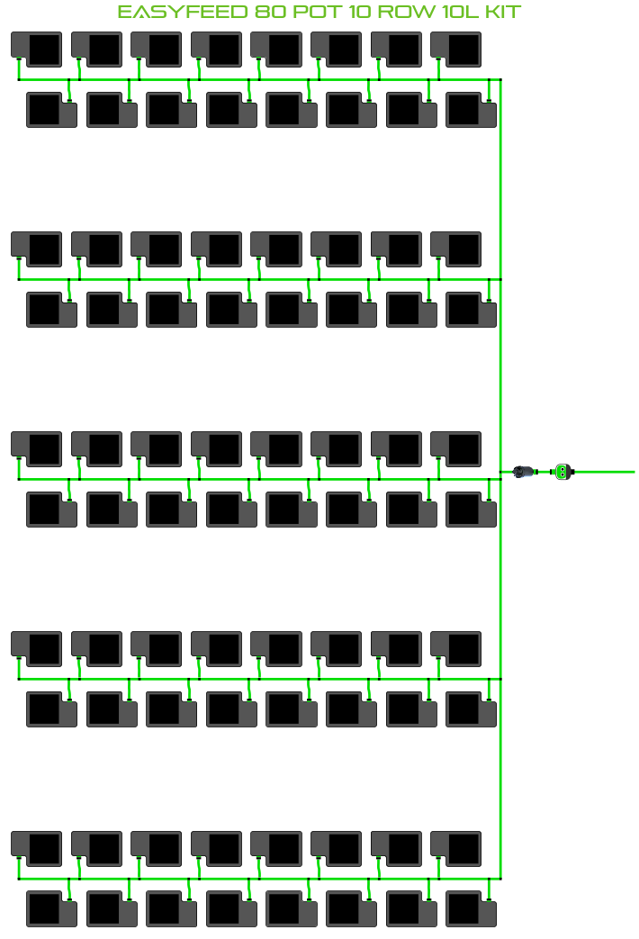 Alien Hydroponics EasyFeed 80 Pot 10 Row Kit