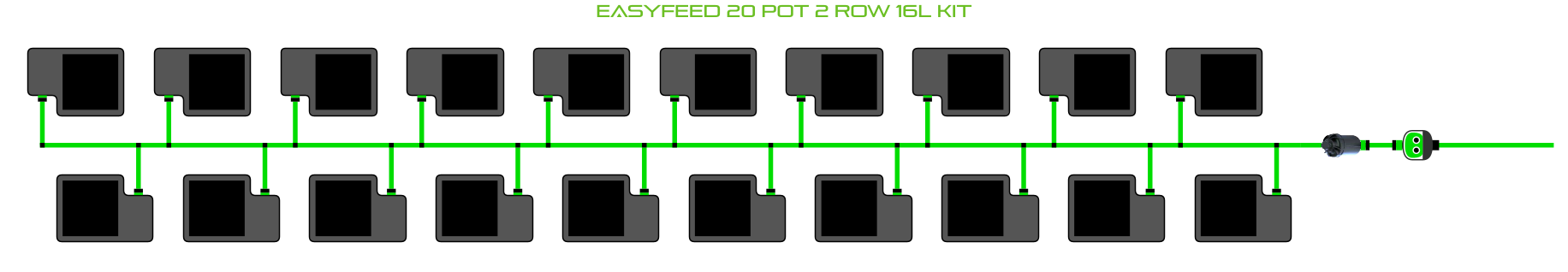 Alien Hydroponics EasyFeed 20 Pot 2 Row Kit