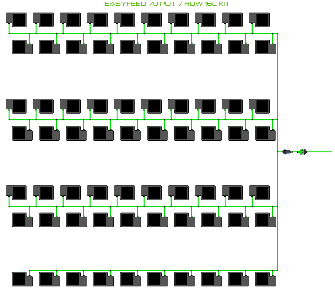 Alien Hydroponics EasyFeed 70 Pot 7 Row Kit