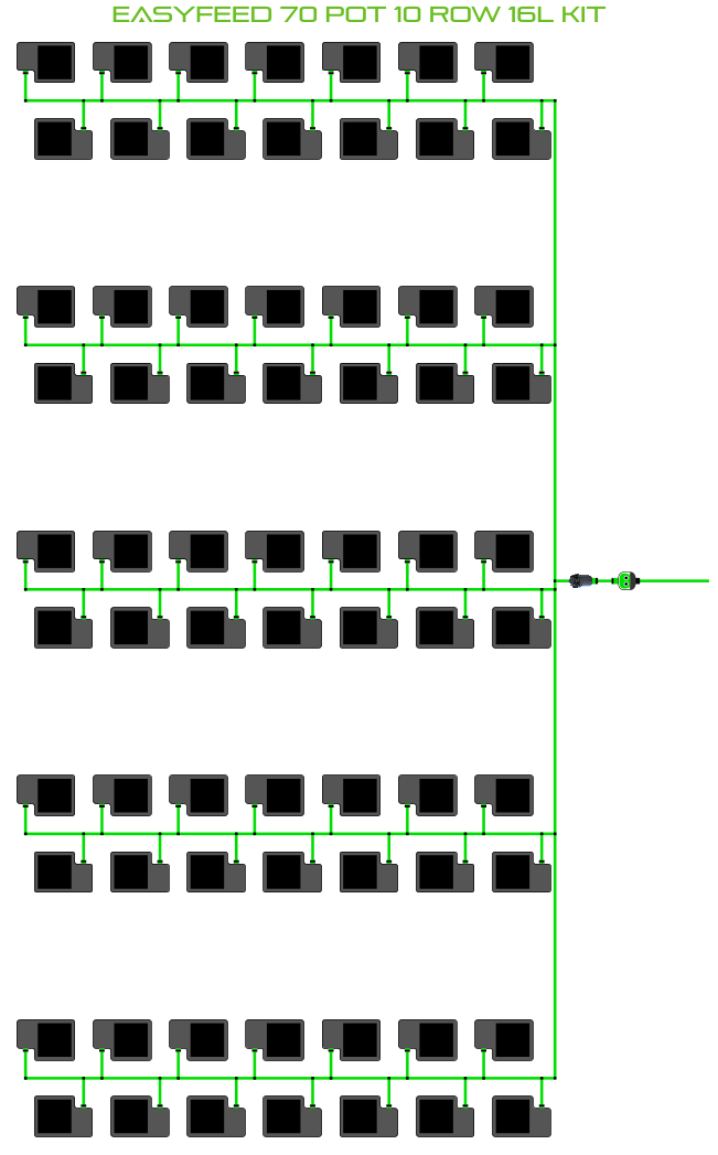 Alien Hydroponics EasyFeed 70 Pot 10 Row Kit