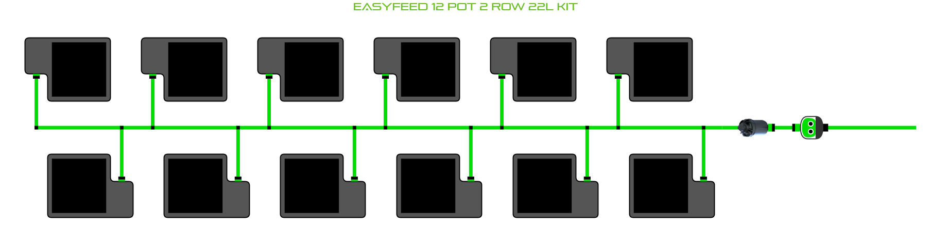 Alien Hydroponics EasyFeed 12 Pot 2 Row Kit