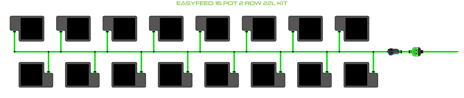 Alien Hydroponics EasyFeed 16 Pot 2 Row Kit