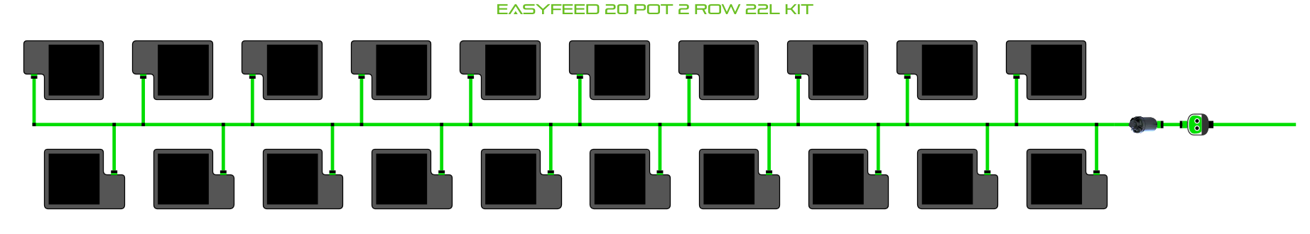 Alien Hydroponics EasyFeed 20 Pot 2 Row Kit