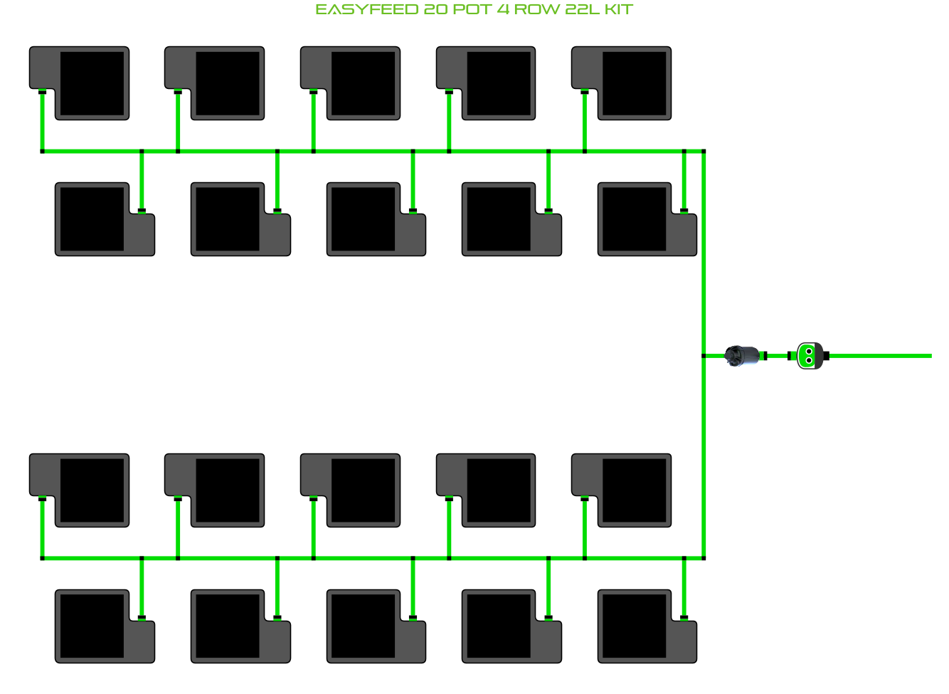 Alien Hydroponics EasyFeed 20 Pot 4 Row Kit