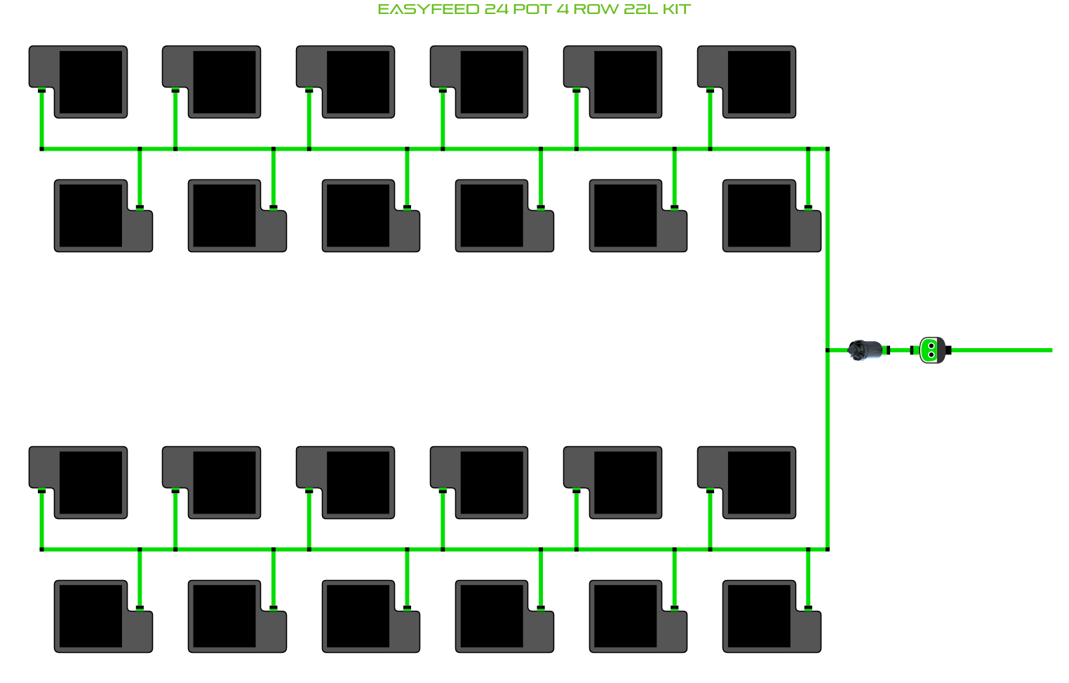 Alien Hydroponics EasyFeed 24 Pot 4 Row Kit