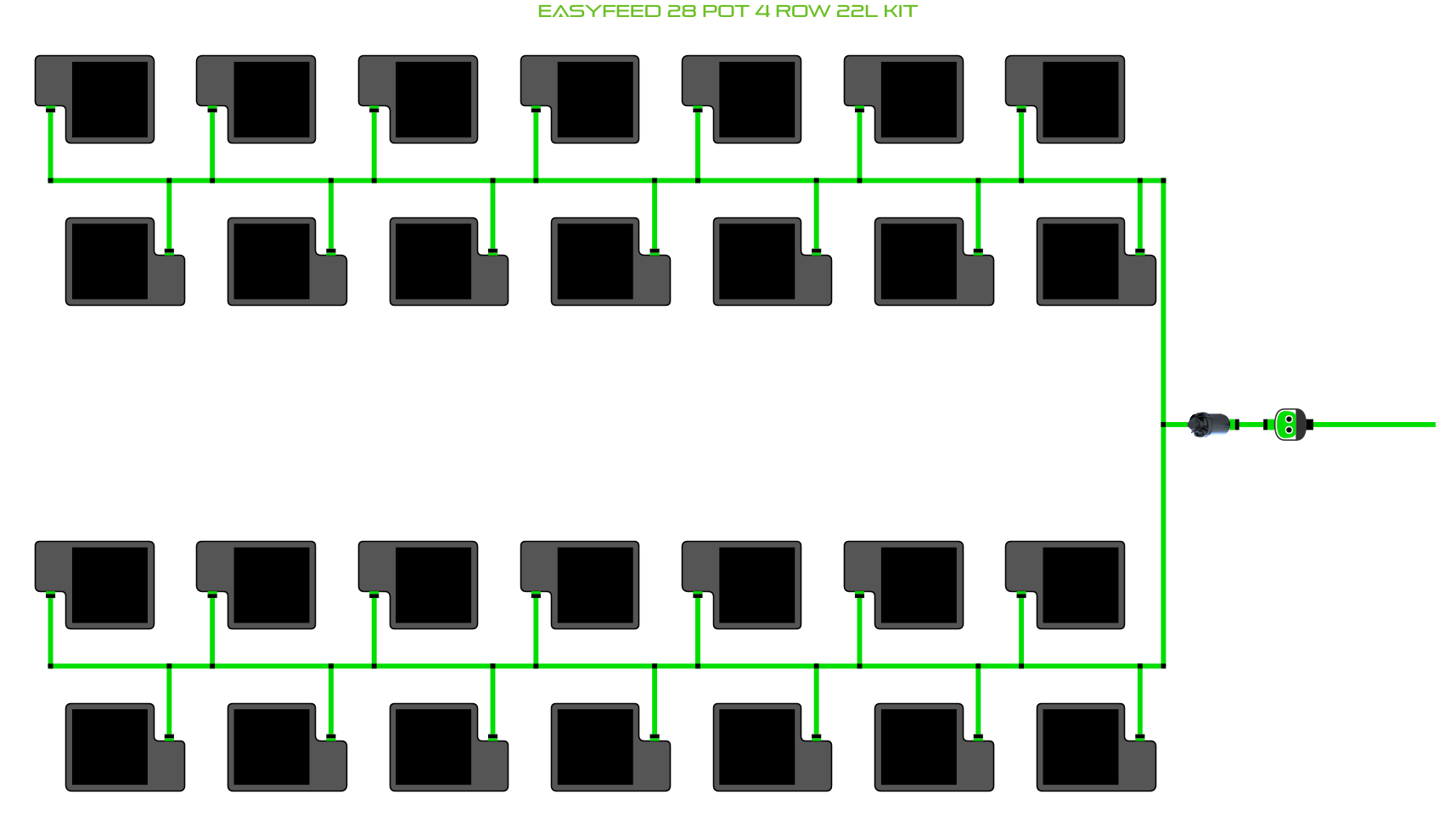 Alien Hydroponics EasyFeed 28 Pot 4 Row Kit