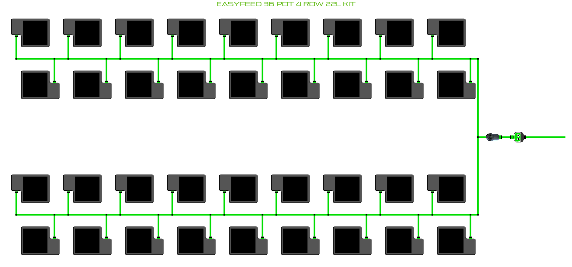 Alien Hydroponics EasyFeed 36 Pot 4 Row Kit