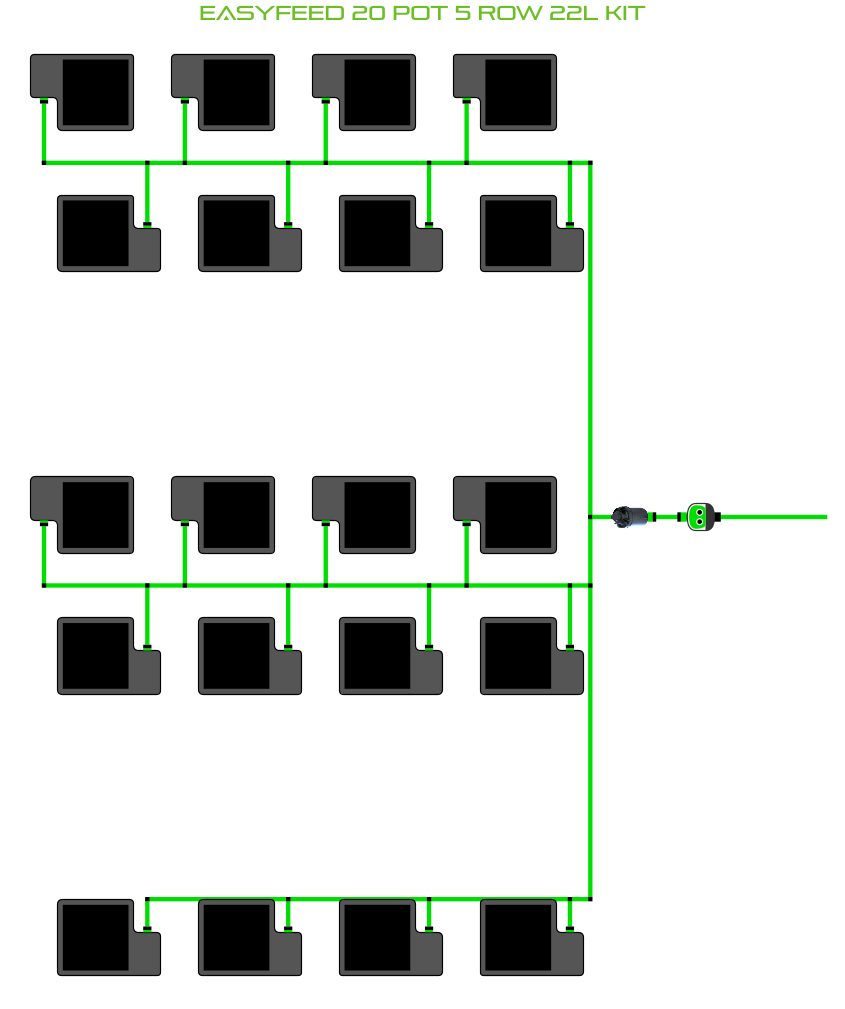 Alien Hydroponics EasyFeed 20 Pot 5 Row Kit