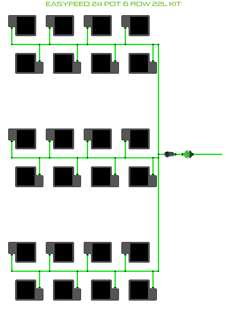 Alien Hydroponics EasyFeed 24 Pot 6 Row Kit