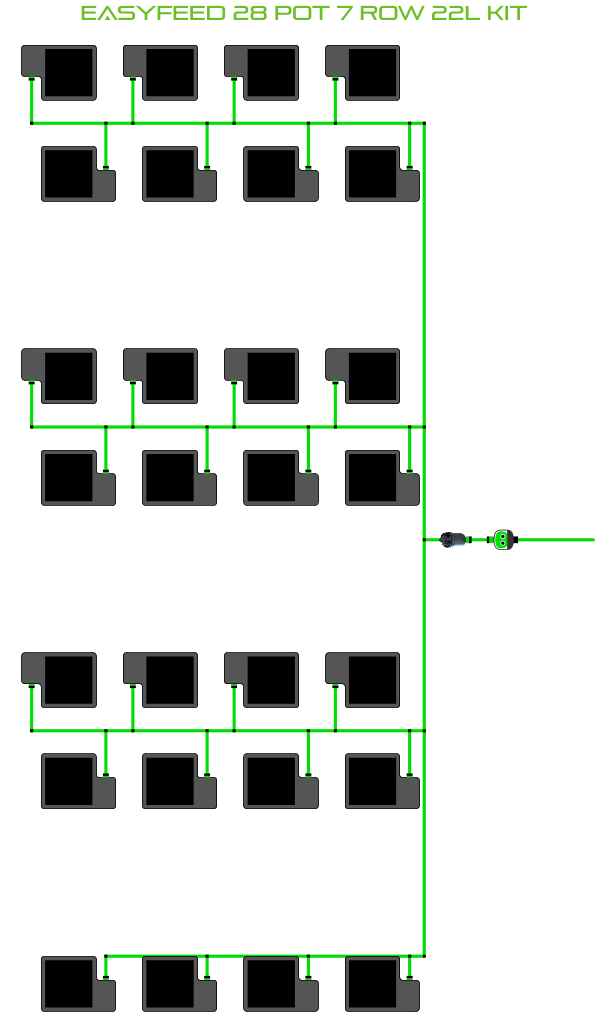 Alien Hydroponics EasyFeed 28 Pot 7 Row Kit