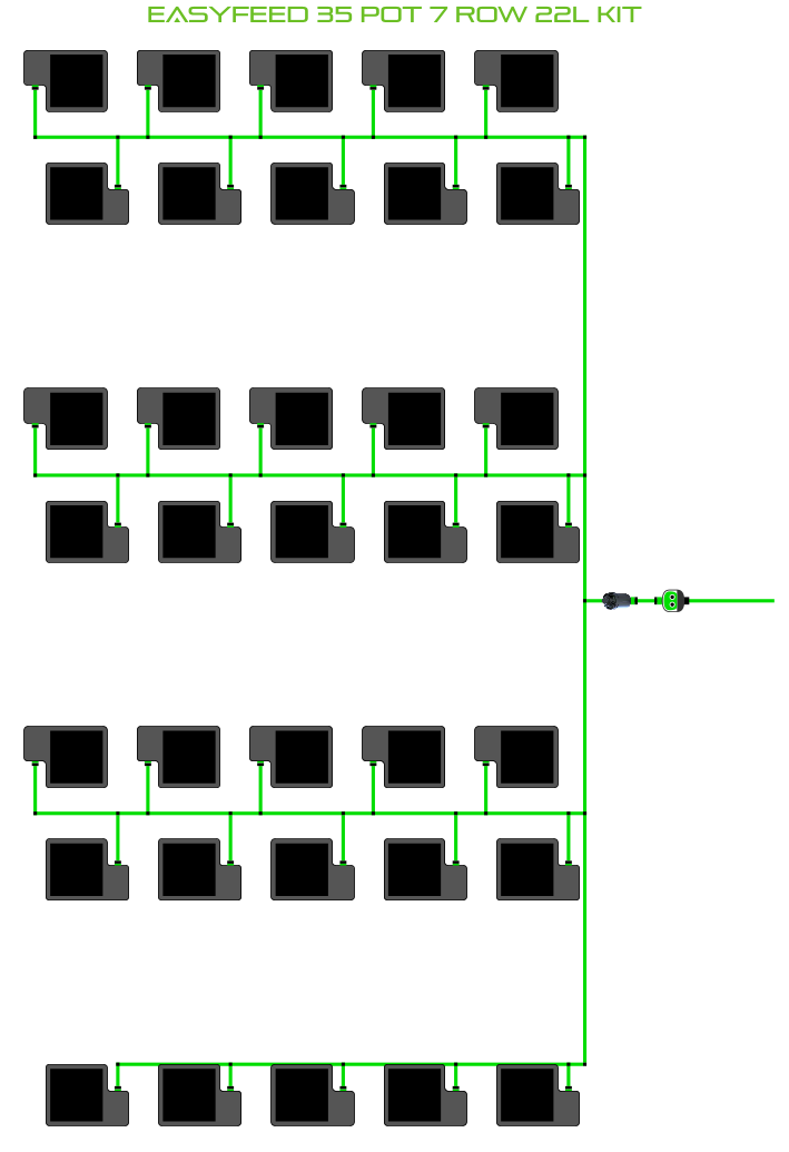 Alien Hydroponics EasyFeed 35 Pot 7 Row Kit