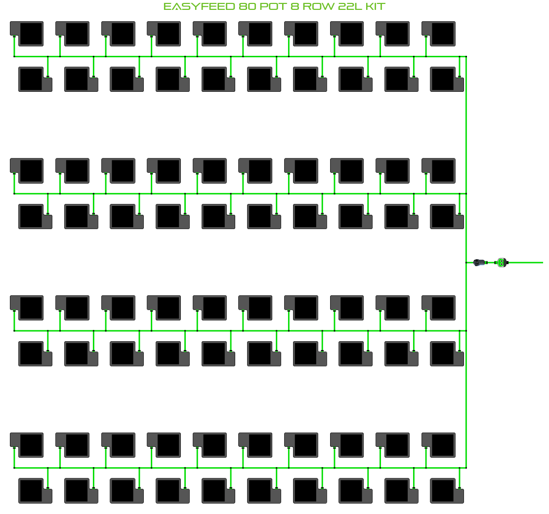 Alien Hydroponics EasyFeed 80 Pot 8 Row Kit