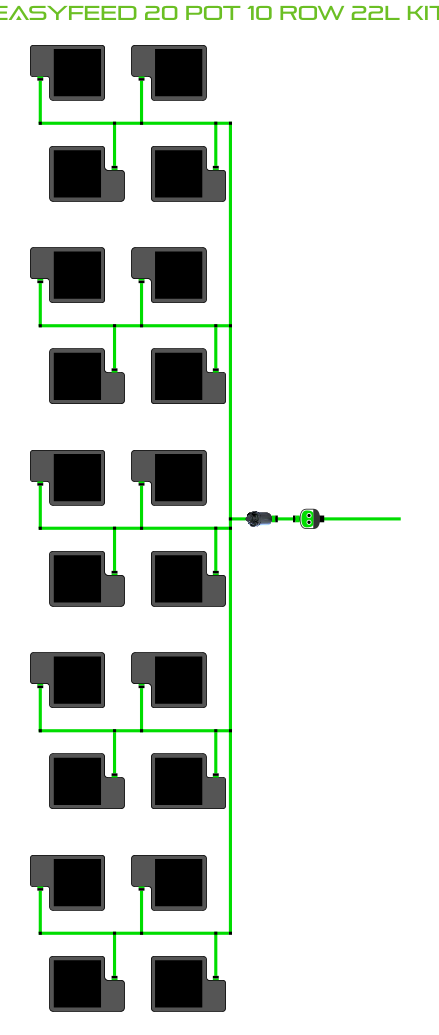 Alien Hydroponics EasyFeed 20 Pot 10 Row Kit