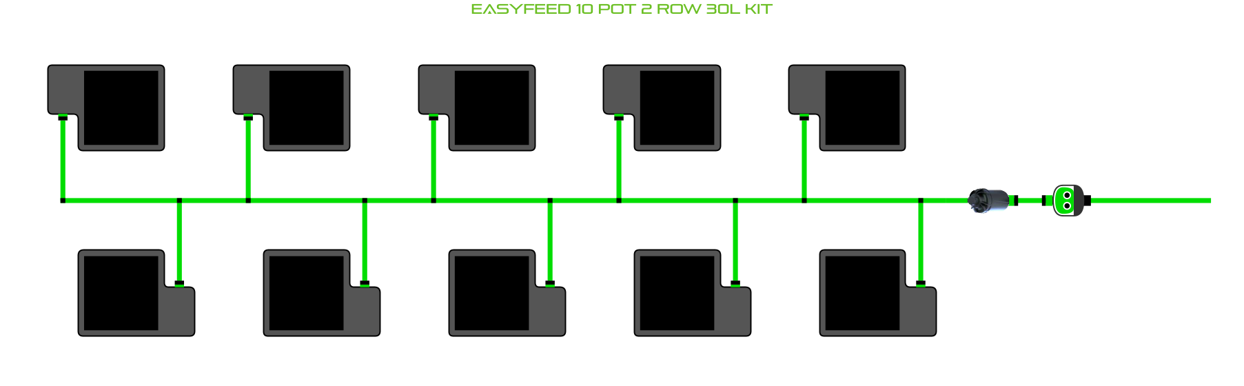 Alien Hydroponics EasyFeed 10 Pot 2 Row Kit