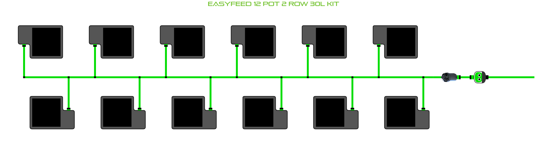 Alien Hydroponics EasyFeed 12 Pot 2 Row Kit