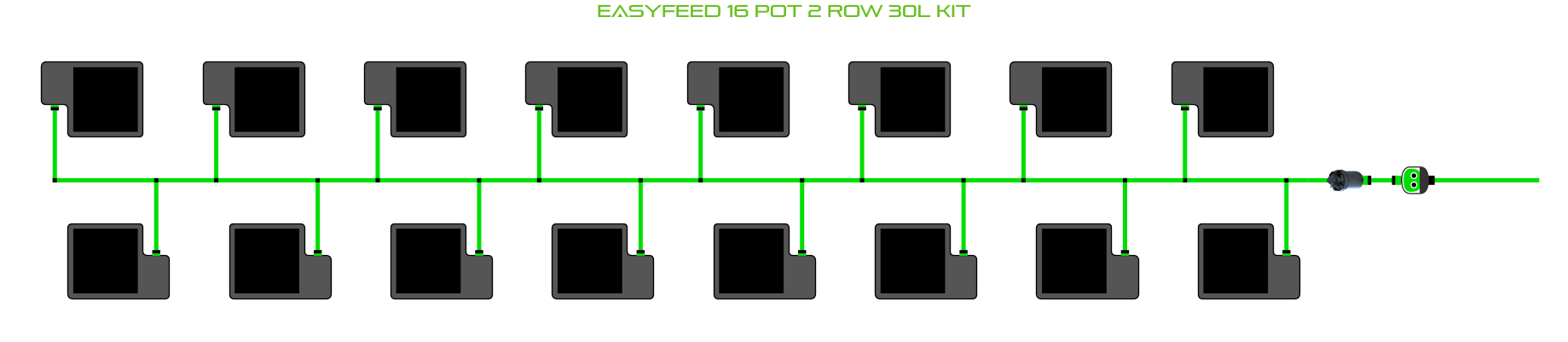 Alien Hydroponics EasyFeed 16 Pot 2 Row Kit