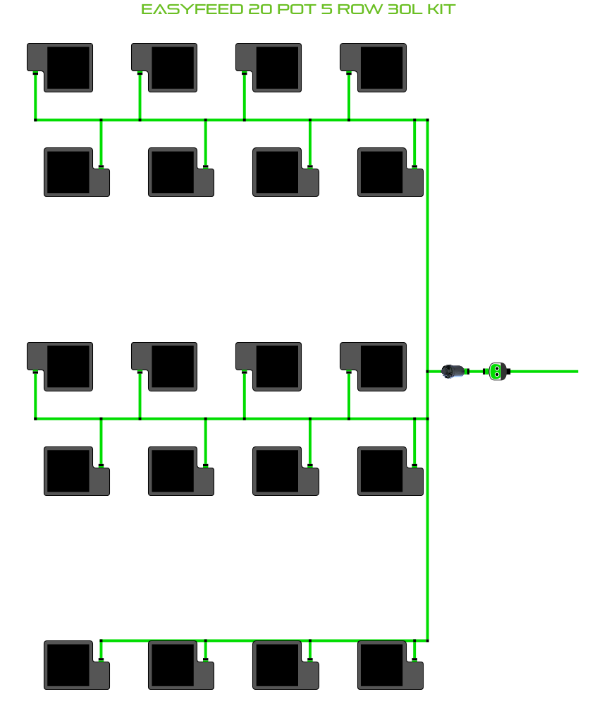 Alien Hydroponics EasyFeed 20 Pot 5 Row Kit