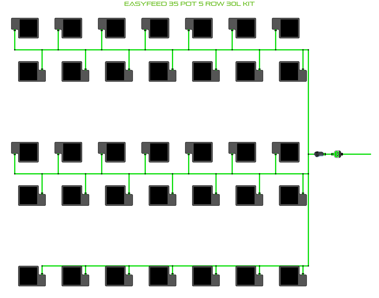 Alien Hydroponics EasyFeed 35 Pot 5 Row Kit