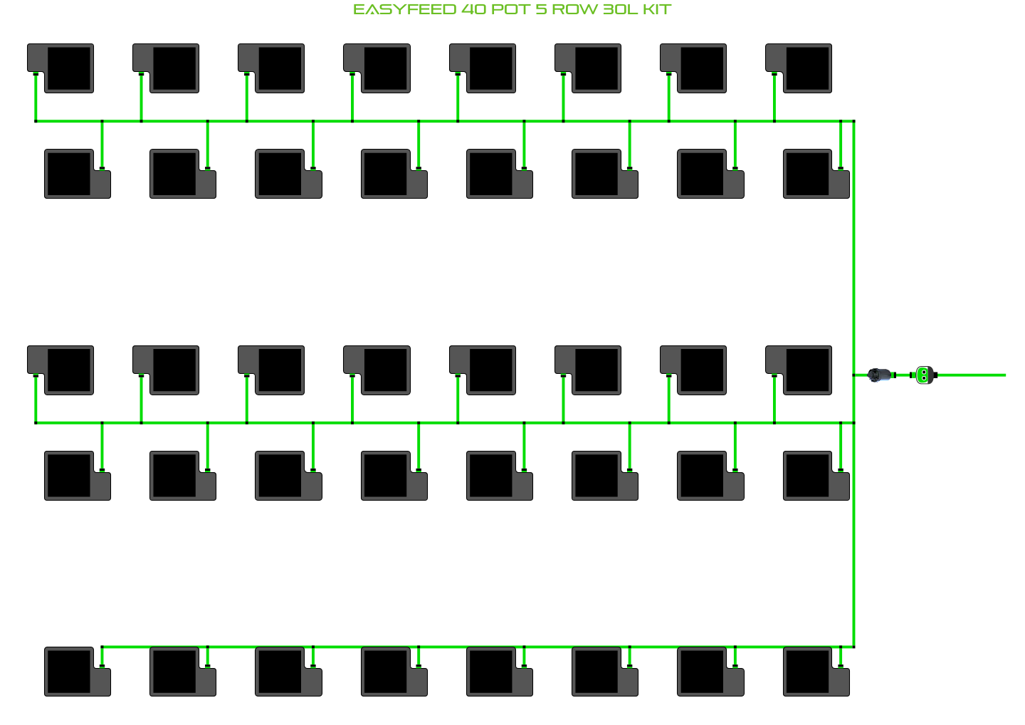 Alien Hydroponics EasyFeed 40 Pot 5 Row Kit