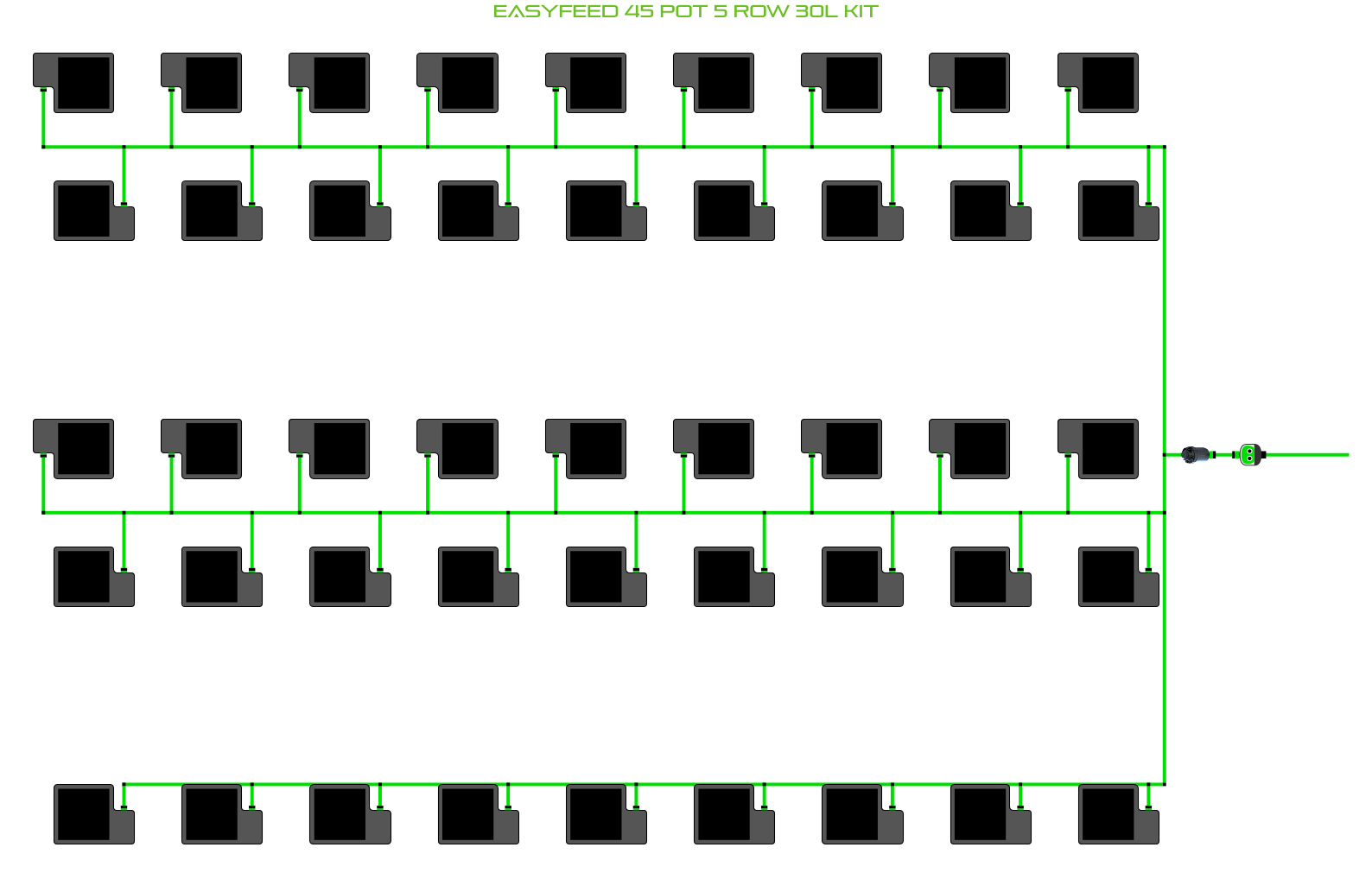Alien Hydroponics EasyFeed 45 Pot 5 Row Kit
