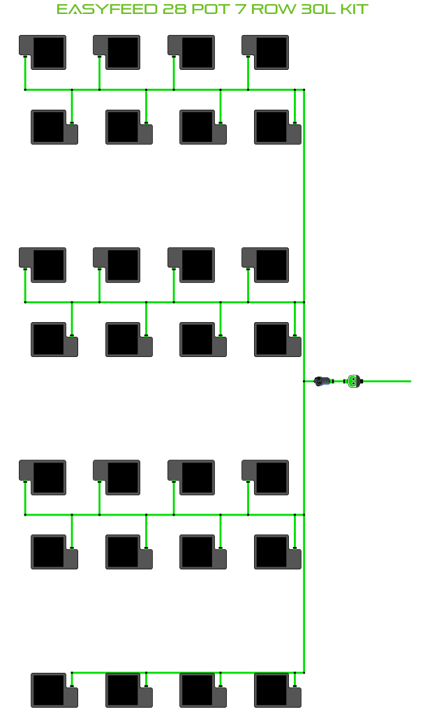 Alien Hydroponics EasyFeed 28 Pot 7 Row Kit