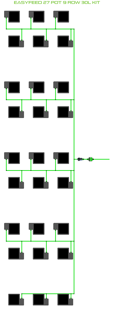 Alien Hydroponics EasyFeed 27 Pot 9 Row Kit