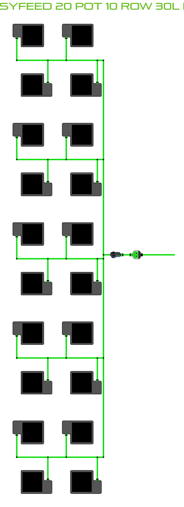 Alien Hydroponics EasyFeed 20 Pot 10 Row Kit