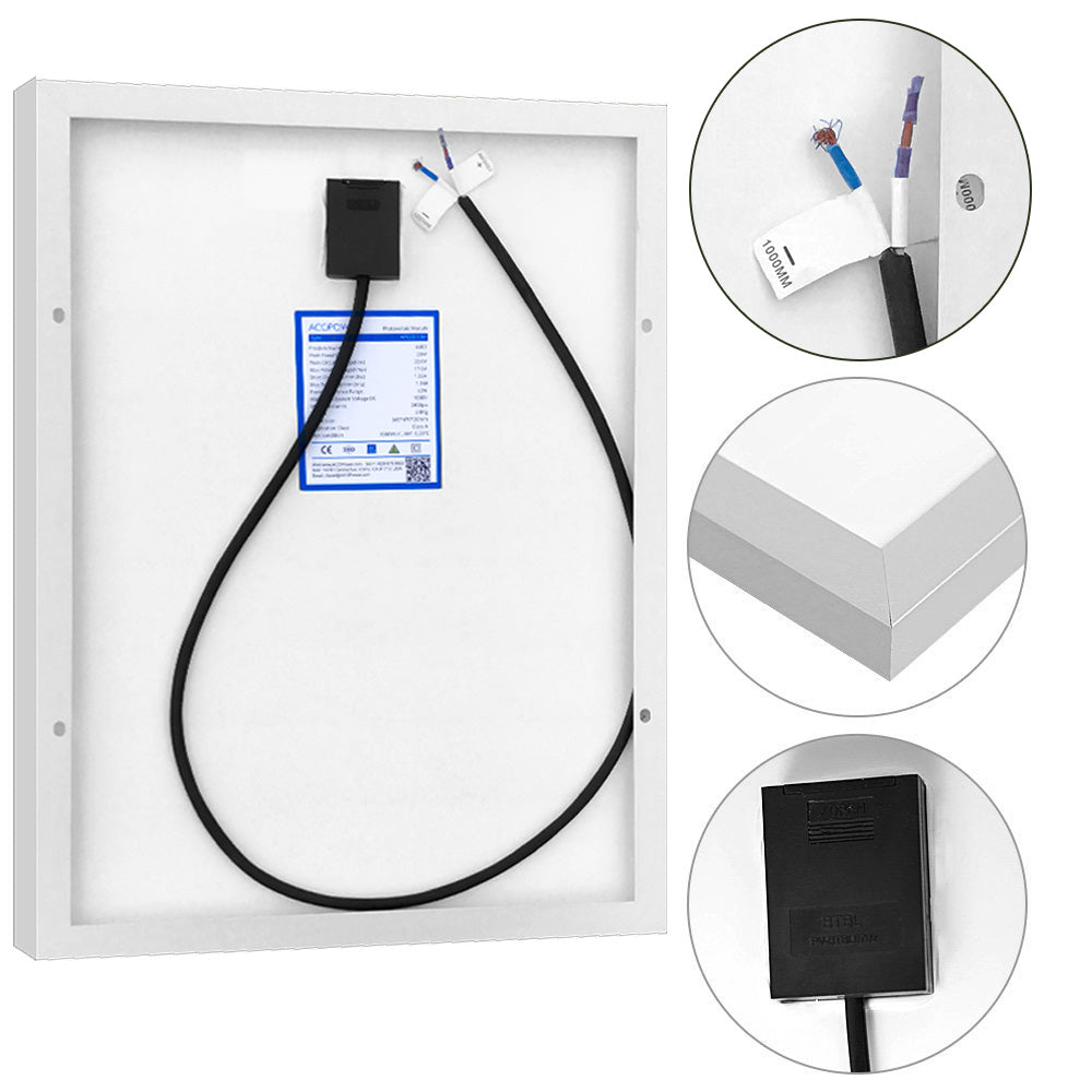 ACOPower 20W 12V Solar Charger Kit, 5A Charge Controller with Alligator Clips 20W+PWM5AwSAE