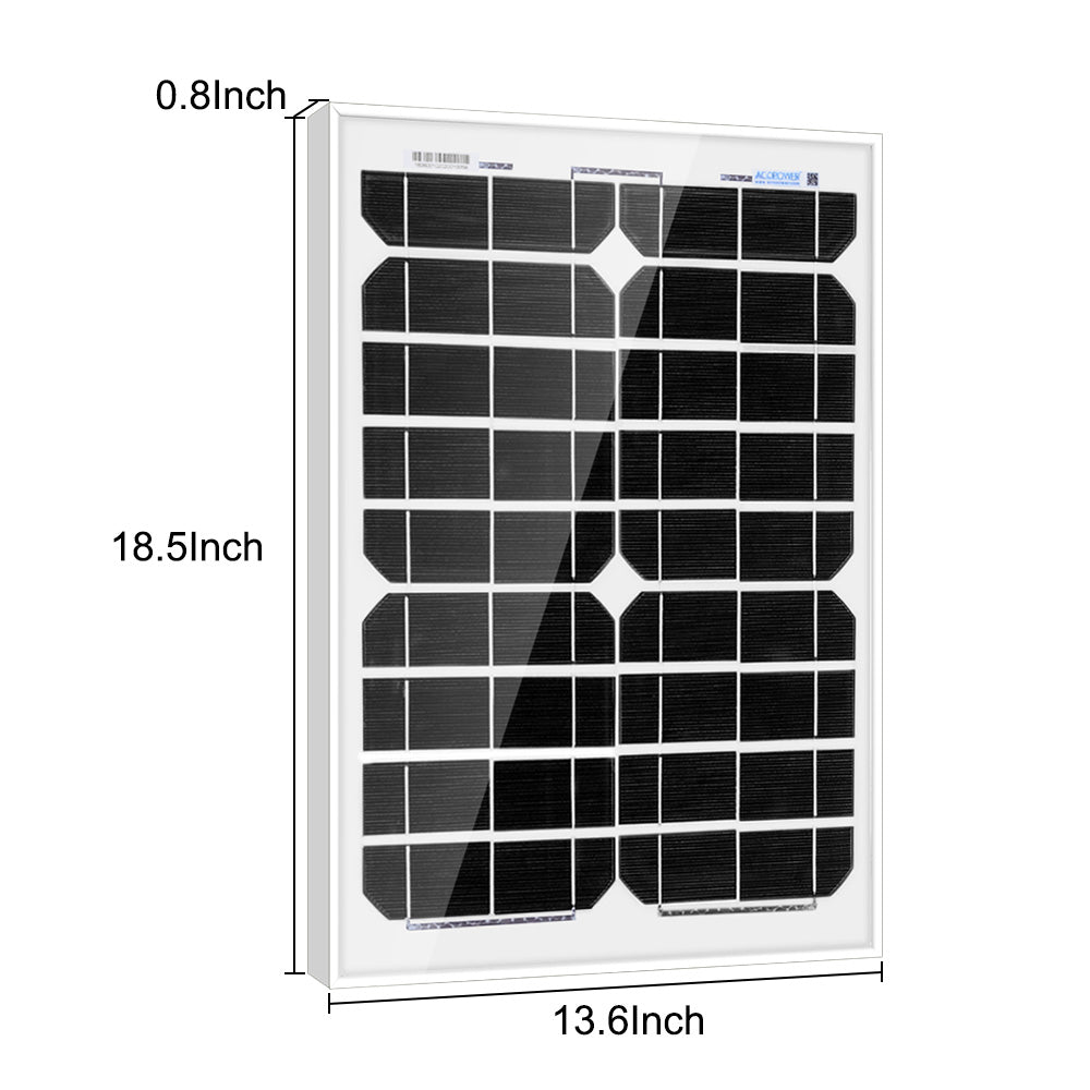 ACOPower 20W 12V Solar Charger Kit, 5A Charge Controller with Alligator Clips 20W+PWM5AwSAE