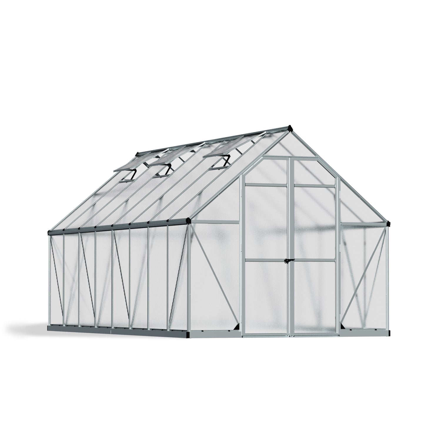 Palram - Canopia | Essence Greenhouse Kit - Silver With 4mm Twin-wall Polycarbonate Glazing