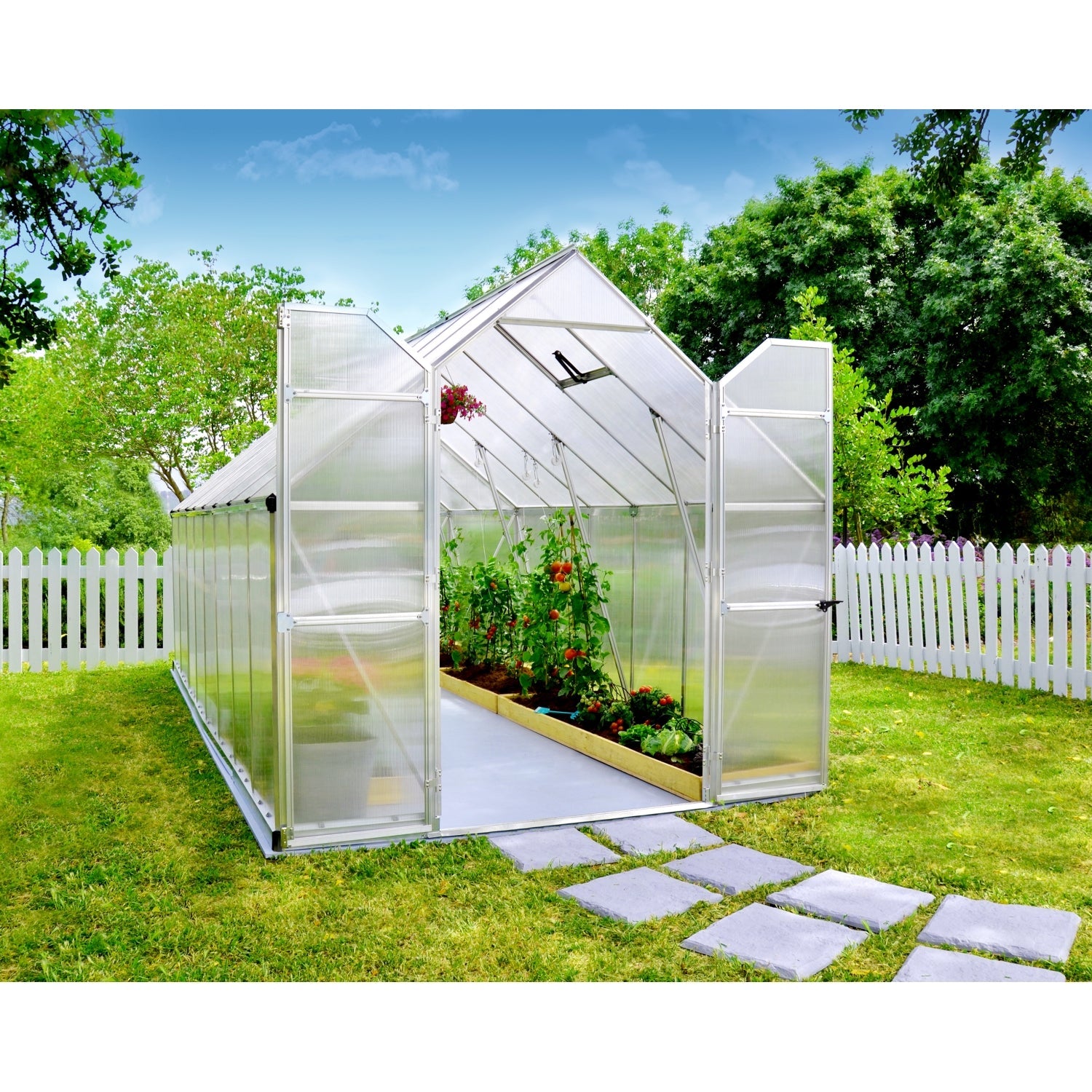 Palram - Canopia | Essence Greenhouse Kit - Silver With 4mm Twin-wall Polycarbonate Glazing
