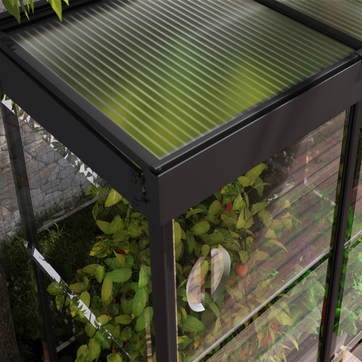 Palram - Canopia | Ivy 4x2 ft. Mini Greenhouse Kit - Black Frame with Clear Polycarbonate Glazing