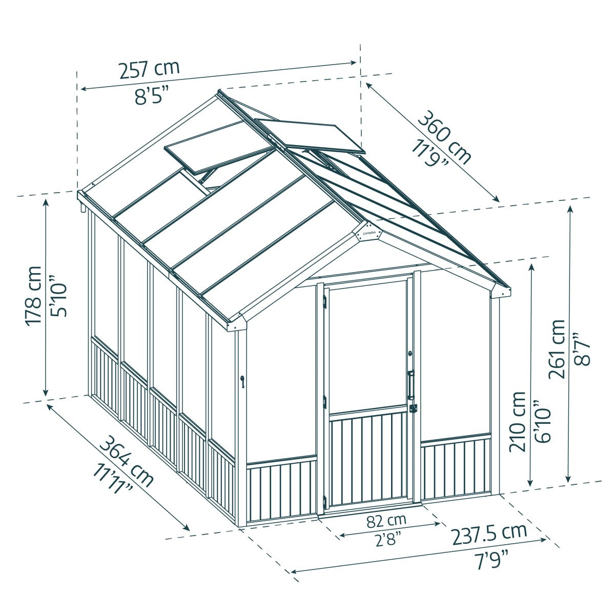Palram - Canopia | Natura 8 ft Series - Cedar Wood Greenhouse Kit