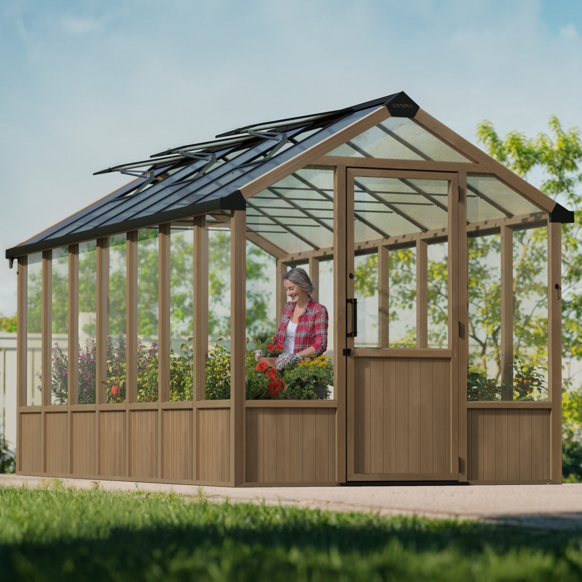 Palram - Canopia | Natura 8 ft Series - Cedar Wood Greenhouse Kit