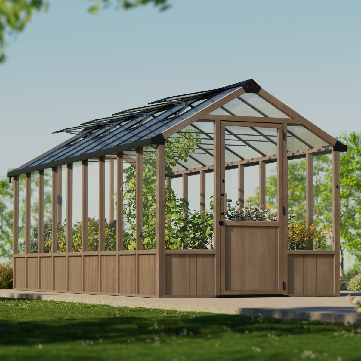 Palram - Canopia | Natura 8 ft Series - Cedar Wood Greenhouse Kit