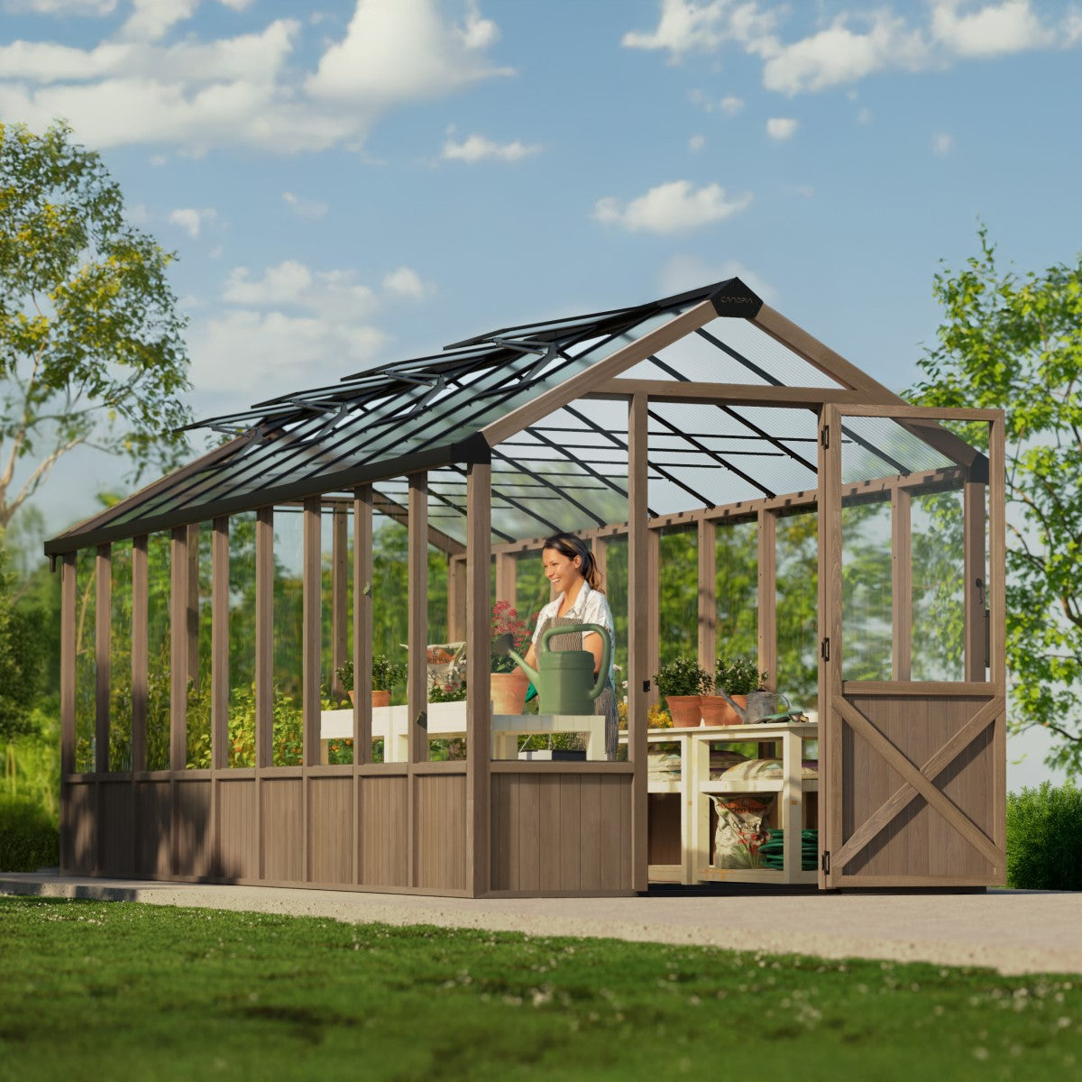 Palram - Canopia | Natura 8 ft Series - Cedar Wood Greenhouse Kit