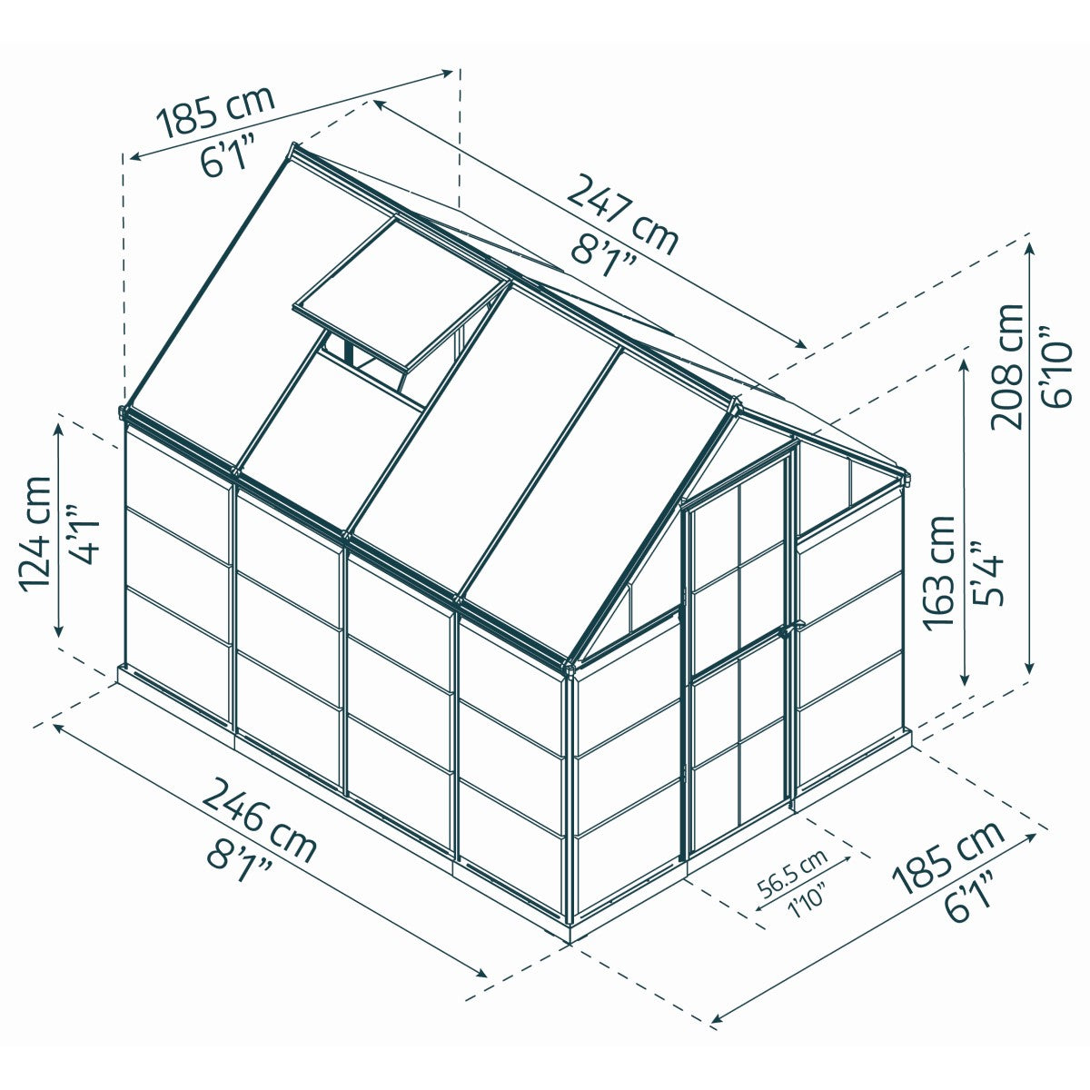 Palram - Canopia | Hybrid 6x8 ft - Black Frame With Polycarbonate Hybrid Panels