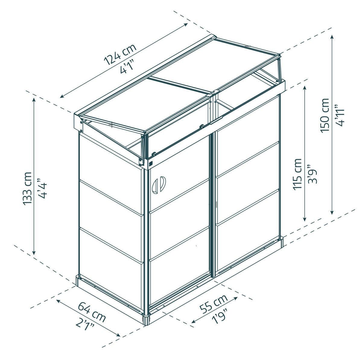 Palram - Canopia | Ivy 4x2 ft. Mini Greenhouse Kit - Black Frame with Clear Polycarbonate Glazing